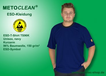 METOCLEAN ESD-T-Shirt TS96K, navy, Kurzarm, unisex - www.asmetec-shop.de