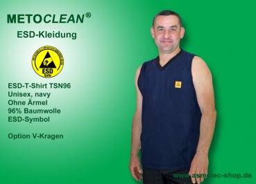 Metoclean ESD-T-Shirt TSN96V-NB-XS, ärmellos, navy blau, Größe XS