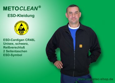 Metoclean ESD-Cardigan CR48L-SW-L, Langarm, schwarz, Größe L