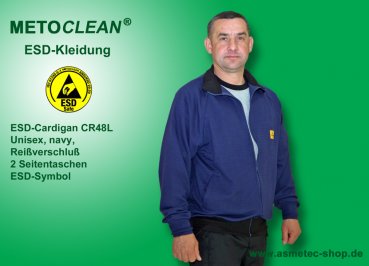 Metoclean ESD-Cardigan CR48L-NB-XL, Langarm, navy blau, Größe XL