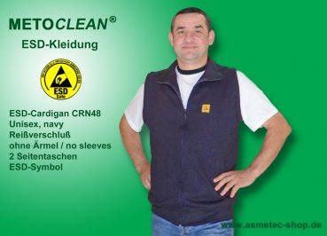 Metoclean ESD-Weste CRN48-NB-XXL, ohne Ärmel, navy blau, Größe XXL
