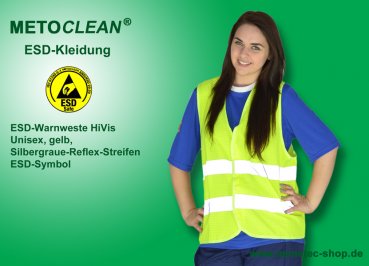 METOCLEAN ESD-Warnweste, gelb, unisex - www.asmetec-shop.de