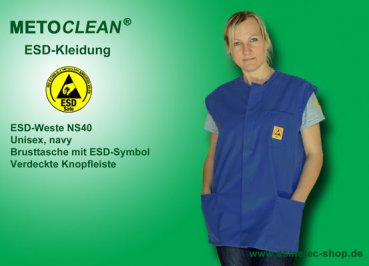 METOCLEAN ESD-Weste NS40-NB, navy blau - www.asmetec-shop.de