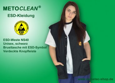 Metoclean ESD-Vest NS40-SW-4XL, black, size 4XL