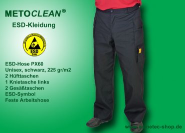 Metoclean ESD-Hose PX60-SW-S, Military Design, unisex, schwarz, Größe S