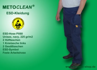 Metoclean ESD-Hose PX60-NB-XS, Military Design, unisex, navy blau, Größe XS