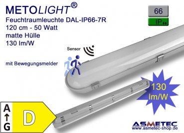 Feuchtraum-Wannenleuchte DAL-IP66-7R, 120 cm, 50 Watt, 5000K, tagweiß, 6500 lm, Sensor