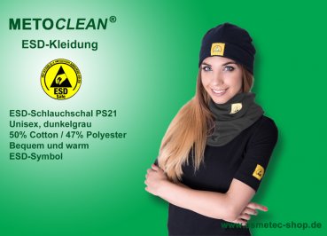 METOCLEAN ESD-Schlauchschal PS21-DGR, dunkelgrau