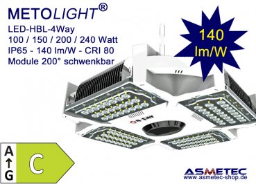 Metolight LED Highbay HBL-4Way-200, 200 Watt, 28000 lm - www.asmetec-shop.de