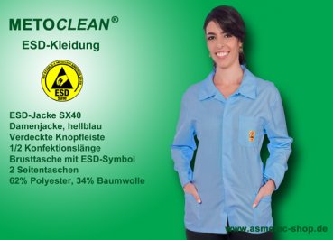 ESD-Damenjacke SX40-LB-S, hellblau
