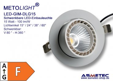 METOLIGHT LED schwenkbare Leuchte, 15 Watt - www.asmetec-shop.de