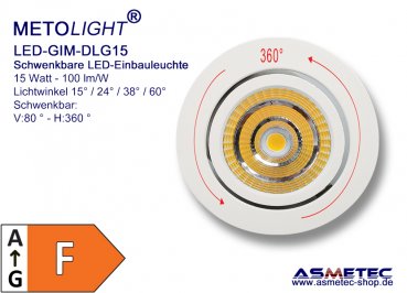 METOLIGHT LED schwenkbare Leuchte, 15 Watt - www.asmetec-shop.de