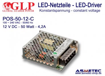 LED Netzteil 12 VDC,  50 Watt, 4,2 A, open  frame, IP20