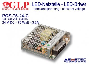 LED Netzteil 24 VDC,  76 Watt, 3,2 A, open  frame, IP20