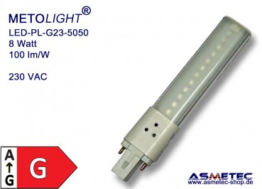 LED-Kompaktröhre G23-08-5050, 230 Volt, 8 Watt, warmweiß G