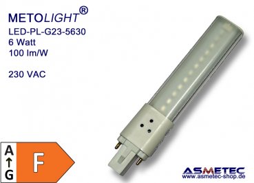 LED-Kompaktröhre G23-06-5630, 230 Volt, 6 Watt, neutralweiß, F