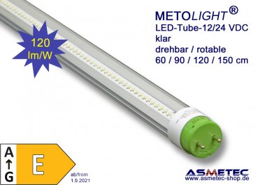 METOLIGHT LED-Röhre-SCE-12_24VDC-RC,  60 cm, 10 Watt, T8, 950 lm, klar, warmweiß