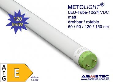 METOLIGHT LED-Röhre-SCE-12_24VDC-RM,  120 cm, 20 Watt, T8, 2200 lm, matt, kaltweiß