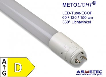 METOLIGHT LED Röhre 120 cm, 18 Watt, T8, 2500 lm, klar, 6000K, kaltweiß,  VDE-zertifiziert - Asmetec