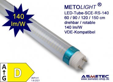 METOLIGHT LED-Röhre SCE-RS 60 cm, 10 Watt, 1400 lm, 6000K, matt, A++ - www.asmetec-shop.de
