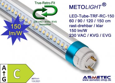 METOLIGHT LED-Röhre, T8, 120cm, 19 Watt, 2600 lm, kaltweiß, für KVG und EVG - www.asmetec-shop.de