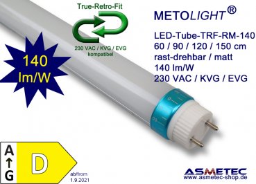 METOLIGHT LED-Röhre, T8, 120cm, 19 Watt, 2600 lm, kaltweiß, für KVG und EVG - www.asmetec-shop.de