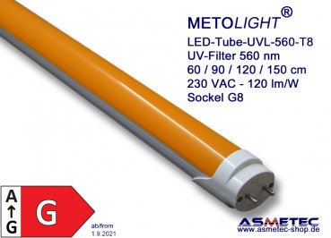 METOLIGHT LED-Röhre-UVL-560-090-T8-12W,  90 cm,  12 Watt, 560 nm, G13-Sockel