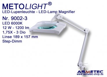METOLIGHT LED-Lupenleuchte 9002-3, 1,75fach, 12 Watt, 1200 lm