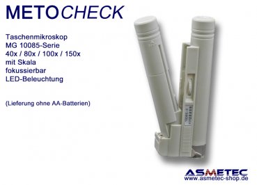 Taschen-Mikroskop MG10085-100, 100fach, mit LED-Beleuchtung, Skala 0,02 mm