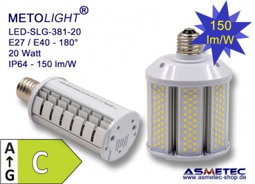 METOLIGHT LED-Lampe SLG381, 20 Watt, 2600 lm, warmweiß, 180°, IP64 - www.asmetec-shop.de
