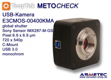 USB-Kamera Touptek E3CMOS-00400KMA, 0.4 MPix, USB 3.0, monochrom