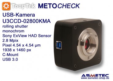 USB-Kamera Touptek U3CCD-02800KMA,  2.8 Mp, USB 3.0, CCD-sensor, monochrom, Astrofotografie