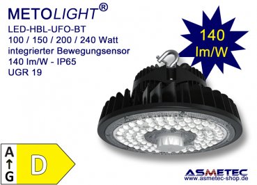 METOLIGHT LED Highbay  HBL-UFO-BT-150-DW-60, 150 Watt, 5000K, pure white, 140 lm/W, IP65, integrated motion  sensor