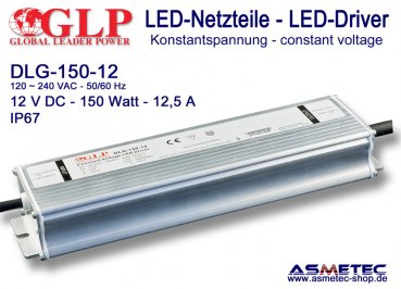 LED-Netzteil GLP - DLG-150-12, 12 VDC, 150 Watt - www.asmetec-shop.de