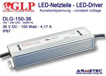 Schaltnetzteil GLP DLG-150-36, 36 Volt DC, 150 Watt, PFC, IP67