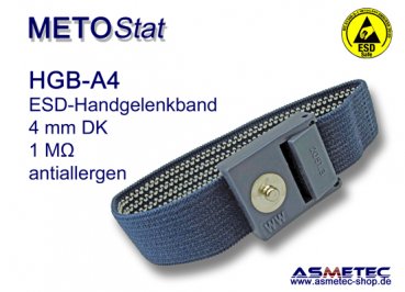 ESD-Handgelenkband HGB-A4, 4 mm Druckknopf, antiallergen - www.asmetec-ahop.de