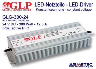 Schaltnetzteil GLP GLG-300-24, 24 Volt DC, 300 Watt, PFC, IP67