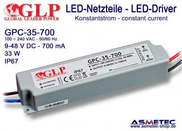 LED-Netzteil GLP - GPC-35-700, 700 mA, 33 Watt - www.asmetec-shop.de