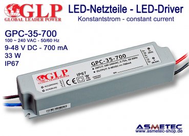 Schaltnetzteil GLP GPC-35-700, 700 mA, 9-48 VDC, 33 Watt, IP67