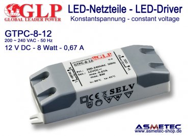 GLP GTPC-8-12, 12 Volt DC, 8 Watt
