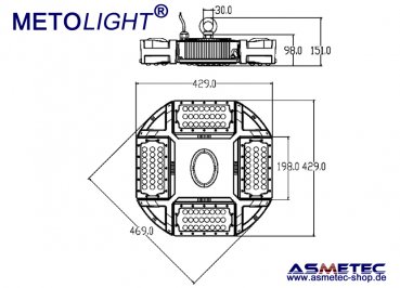 Metolight LED Highbay HBL-4Way-100, 100 Watt, 14000 lm - www.asmetec-shop.de