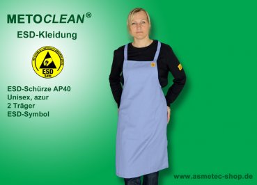 METOCLEAN ESD-Schürze AP40, azur - www.asmetec-shop.de