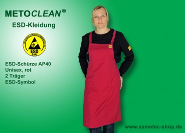 METOCLEAN ESD-Schürze AP40, rot - www.asmetec-shop.de