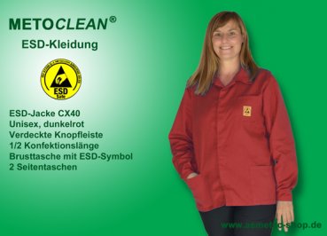 Metoclean ESD-Jacke CX40-DR-XS, dunkelrot, Größe XS