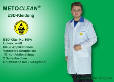 METOCLEAN ESD-Kittel KL160AD-W, weiß - www.asmetec-shop.de