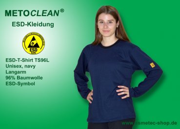 Metoclean ESD-T-Shirt TS96L-NB-S, Langarm, navy, Größe S