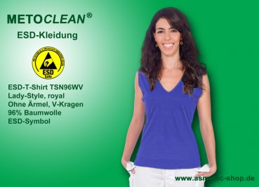 Metoclean ESD-T-Shirt TSN96WV-RB-S, ärmellos, royal blau, Größe S