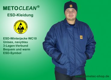 METOCLEAN ESD Winterjacke WC-10-NB-M, navy blau, unisex, langarm, Größe M