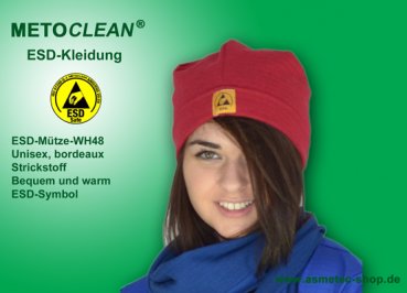 METOCLEAN ESD Wintermütze WH-48-DR, dunkelrot