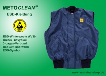 METOCLEAN ESD Winterweste WV-10-NB-L, navy blau, unisex, ohne Arm, Größe L